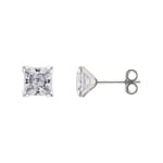 Stud Earrings 375/9 K White Gold with square Cubic Zirconia 7mm