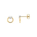 Stud Earrings 750/18 K Yellow and White Gold Heart - 195802.6