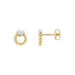 Stud Earrings 750/18 K Yellow and White Gold Heart - 195822.6