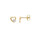 Ohrstecker 750/18 K Gelb-/ Weissgold, Herz