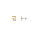 Clous d'oreilles or bicolore 750/18 ct avec diamants 0.01ct. H/p1
