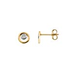 Stud Earrings 750/18 K Yellow and White Gold with Diamonds 0.01ct. H/p1