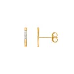 Stud Earrings 750/18 K Yellow and White Gold with Diamonds 0.03ct. H/p1