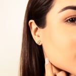 Clous d'oreilles or bicolore 750/18 ct Licorne avec zircones - 259112.6Z