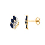 Clous d'oreilles or jaune 750/18 ct bicolore avec saphirs - 28PF12BS