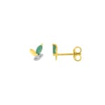 Ohrstecker 750/18 K Gelbgold bicolor mit Smaragd & Zirkonia