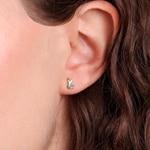 Clous d'oreilles or jaune 750/18 ct bicolore avec zircones - 28SH94BZ