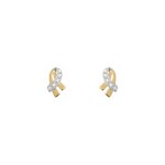 Clous d'oreilles or jaune 750/18 ct bicolore avec zircones - 28SF51BZ