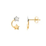 Stud Earrings 750/18 K Yellow Gold Two-tone, Star - 8678