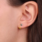 Stud Earrings 750/18 K Yellow Gold Two-tone, Star - 8678