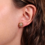 Stud Earrings 750/18 K Yellow Gold Flower with Diamonds 0.16 ct H/si - OR-60812-GG