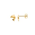 Stud Earrings 750/18 K Yellow Gold, Dolphin