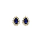 Stud Earrings 750/18 K Yellow Gold, Diamonds 0.22 ct H/si & Sapphire 0.91 ct - OR-095373-SAF-GG