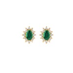Clous d'oreilles or jaune 750/18 ct, diamants 0.32 ct H/si & émeraude 0.82 ct - OR-097267-SMA-GG