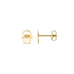Stud Earrings 750/18 K Yellow Gold, Hand of Fatima