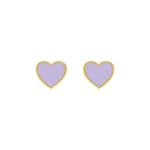Ohrstecker 750/18 K Gelbgold mit violettem Lack, Herz