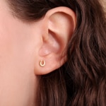Stud Earrings 750/18 K Yellow Gold, Horseshoe - 24710