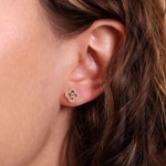 Clous d'oreilles or jaune 750/18 ct Trèfle avec diamants 0.20 ct H/si - OR-31785-GG
