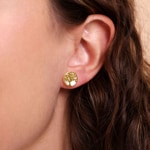 Stud Earrings 750/18 K Yellow Gold Tree of Life with Mother of Pearl - 148381.6NCG