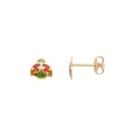 Clous d'oreilles or jaune 750/18 ct Coccinelle laqué - 198751.6