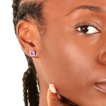 Ohrstecker 750/18 K Gelbgold mit Amethyst Kissen und Diamanten 0.10 ct H/si - OR-47242-AME-GG