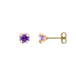 Stud Earrings 750/18 K Yellow Gold with Amethyst Ø 5mm