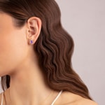 Ohrstecker 750/18 K Gelbgold mit Amethyst Tropfen und Diamanten 0.11 ct H/si - OR-47262-AME-GG