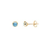 Clous d'oreilles or jaune 750/18 ct avec topazes bleue