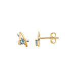 Clous d'oreilles or jaune 750/18 ct avec topaze bleue