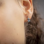 Ohrstecker 750/18 K Gelbgold mit Blautopas oval und Diamanten 0.02 ct H/si - OR-48550-TOP-GG