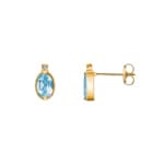 Ohrstecker 750/18 K Gelbgold mit Blautopas oval & Zirkonia - 189221.6TOG