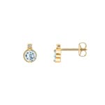 Clous d'oreilles or jaune 750/18 ct avec topaze bleue & zircones