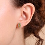 Clous d'oreilles or jaune 750/18 ct avec citrine marquise et diamants 0.11 ct H/si - OR-47272-CIT-GG