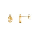 Ohrstecker 750/18 K Gelbgold mit Citrin oval & Zirkonia