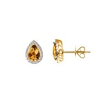 Ohrstecker 750/18 K Gelbgold mit Citrin Tropfen und Diamanten 0.11 ct H/si