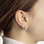 Clous d'oreilles or jaune 750/18 ct avec diamant 0.06ct W/Si, Perle de culture Akoya - 1161.02262/0002