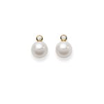 Clous d'oreilles or jaune 750/18 ct avec diamant 0.10ct W/Si, Perle de culture Akoya - 1161.02208/0002