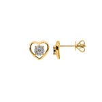 Clous d'oreilles or jaune 750/18 ct avec diamants 0.11 ct H/si, Cœur