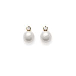 Clous d'oreilles or jaune 750/18 ct avec diamant 0.12ct W/Si, Perle de culture Akoya - 1161.02261/0003