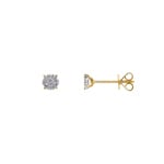 Clous d'oreilles or jaune 750/18 ct avec diamants 0.15 ct H/si