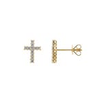 Stud Earrings 750/18 K Yellow Gold with Diamonds 0.25 ct H/si, Cross
