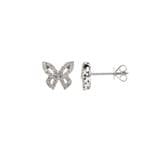 Ohrstecker 750/18 K Weissgold mit Diamanten 0.25 ct H/si, Schmetterlinge