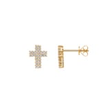 Ohrstecker 750/18 K Gelbgold mit Diamanten 0.31 ct H/si, Kreuz