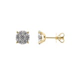 Stud Earrings 750/18 K Yellow Gold with Diamonds 1.00 ct H/si