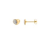 Stud Earrings 750/18 K Yellow Gold Heart with Glass Stones - 8563
