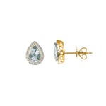 Ohrstecker 750/18 K Gelbgold mit grünem Amethyst Tropfen und Diamanten 0.11 ct H/si