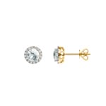 Ohrstecker 750/18 K Gelbgold mit grünem Amethyst und Diamanten 0.09 ct H/si