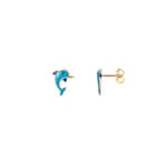 Ohrstecker 750/18 K Gelbgold mit Lack, Delfin
