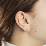Clous d'oreilles or jaune 750/18 ct avec laque et verre imitation, Cœur - 1162.03121/0001