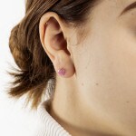 Clous d'oreilles or jaune 750/18 ct avec laque et verre imitation, Cœur - 1162.03121/0001